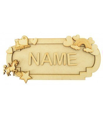 Laser Cut Personalised 3D Fancy Street Sign - Unicorn Themed - Size Options